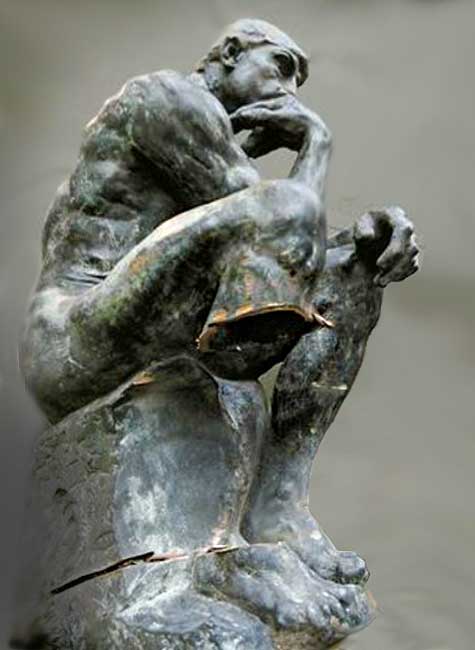 Het beeld, "de Denker" van Auguste Rodin in 2007 uit het Singer Museum in Laren gestolen en vernield.