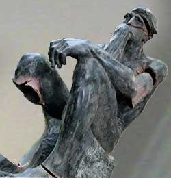 "De Denker" van Auguste Rodin - vernield door twee domme dieven die niet wisten dat dit bronzen beeldduizenden malen meer waard was dan het brons waaruit het vervaardigd is.