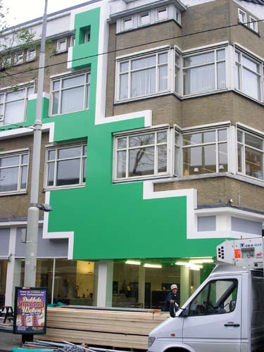 Krijn de Koning 'work for CBK (green)' - gevel en interieur - Nieuwe Binnenweg 75, Rotterdam