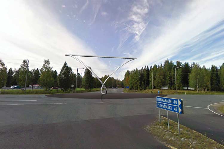 2013-14-berekeningen voor de fundering en rvs beeld voor een rotonde in Kangasniemi, Finland.